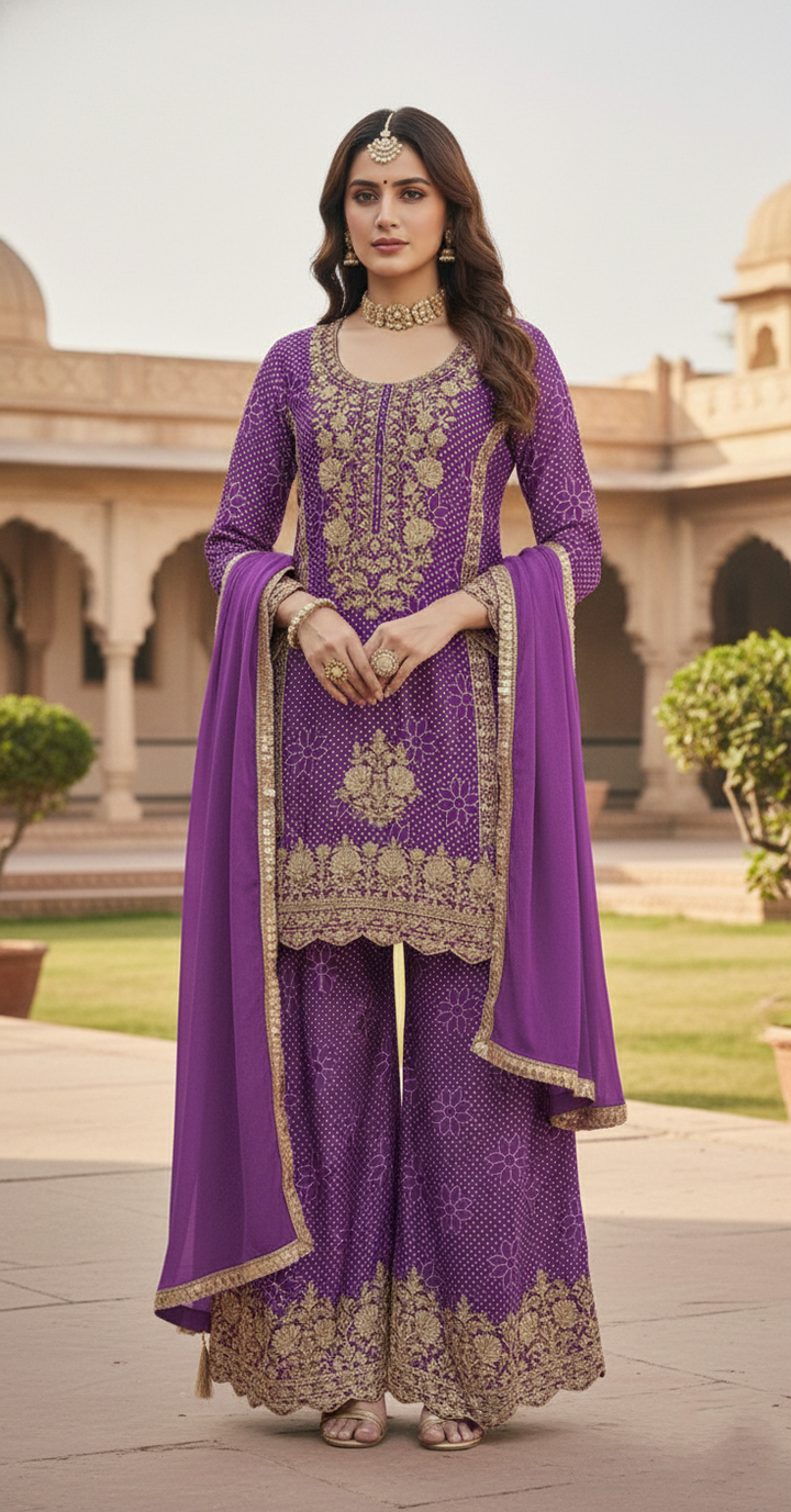 Zarkash Orchid Full Work Suit Set