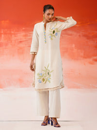 Tatva vanilla embroidery cotton co-ord set