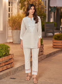 Iyana Frosty Shchiffli cotton co-ord set
