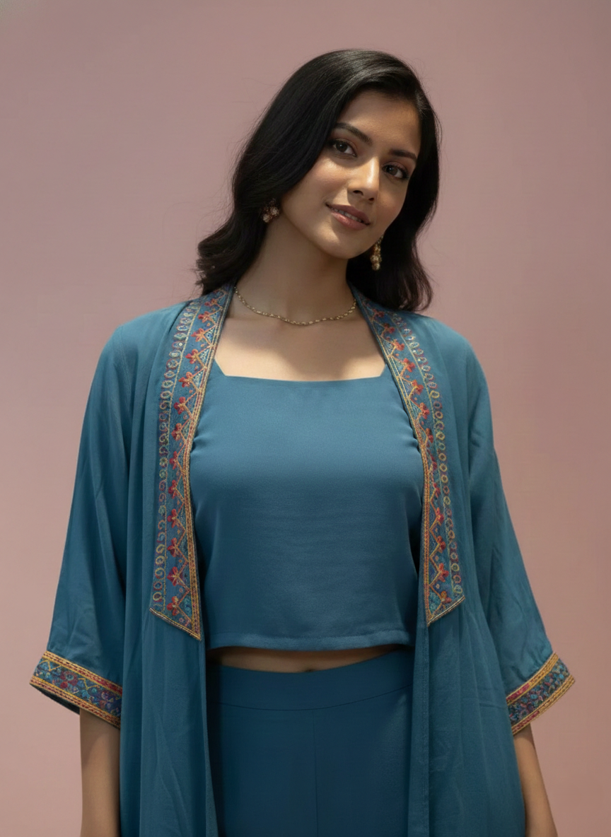 Chaitri Teal Fusion 3 pc set