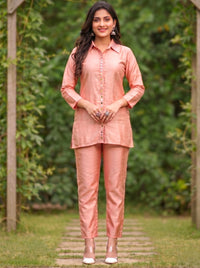 Divya Apricot Mirror Work Co-ord Set