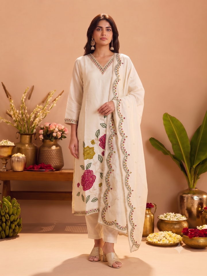 Arsh Dove Printed Work Suit Set