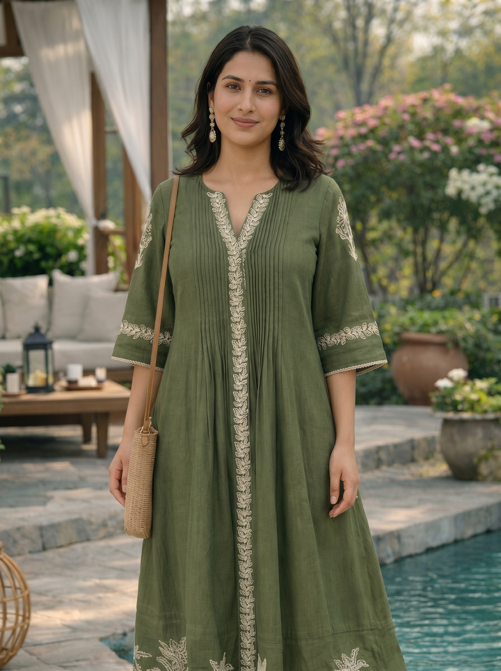 Slopi moss embroidery cotton dress