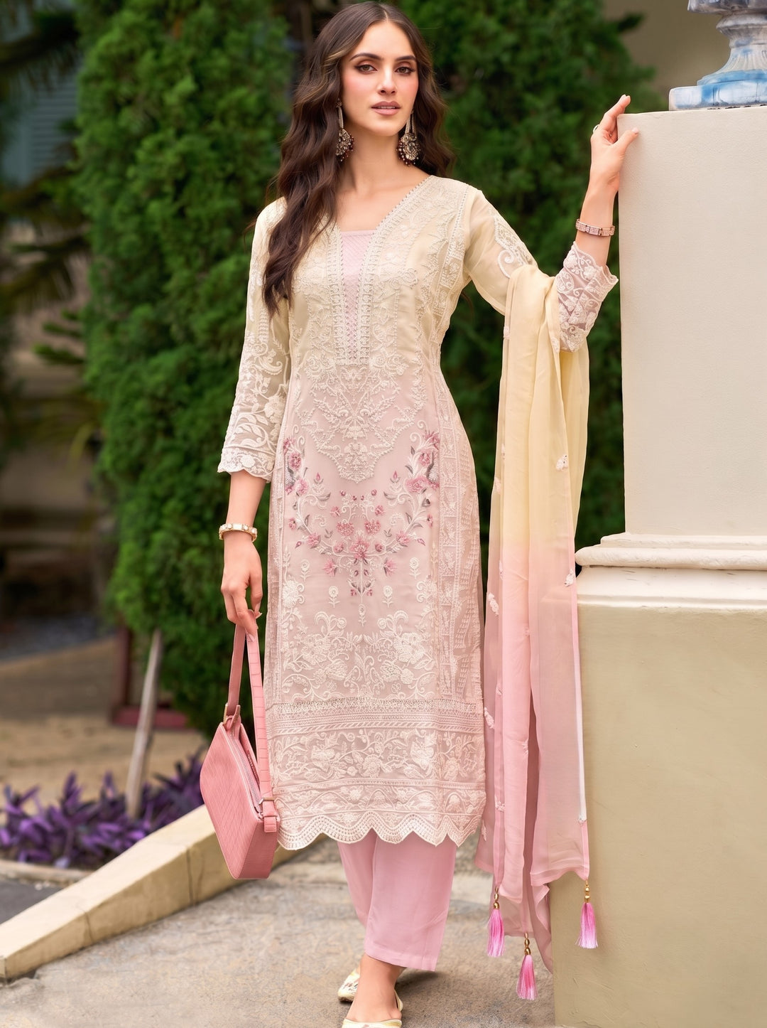 FAIZA PINK FULL WORK PREMIUM SUIT SET
