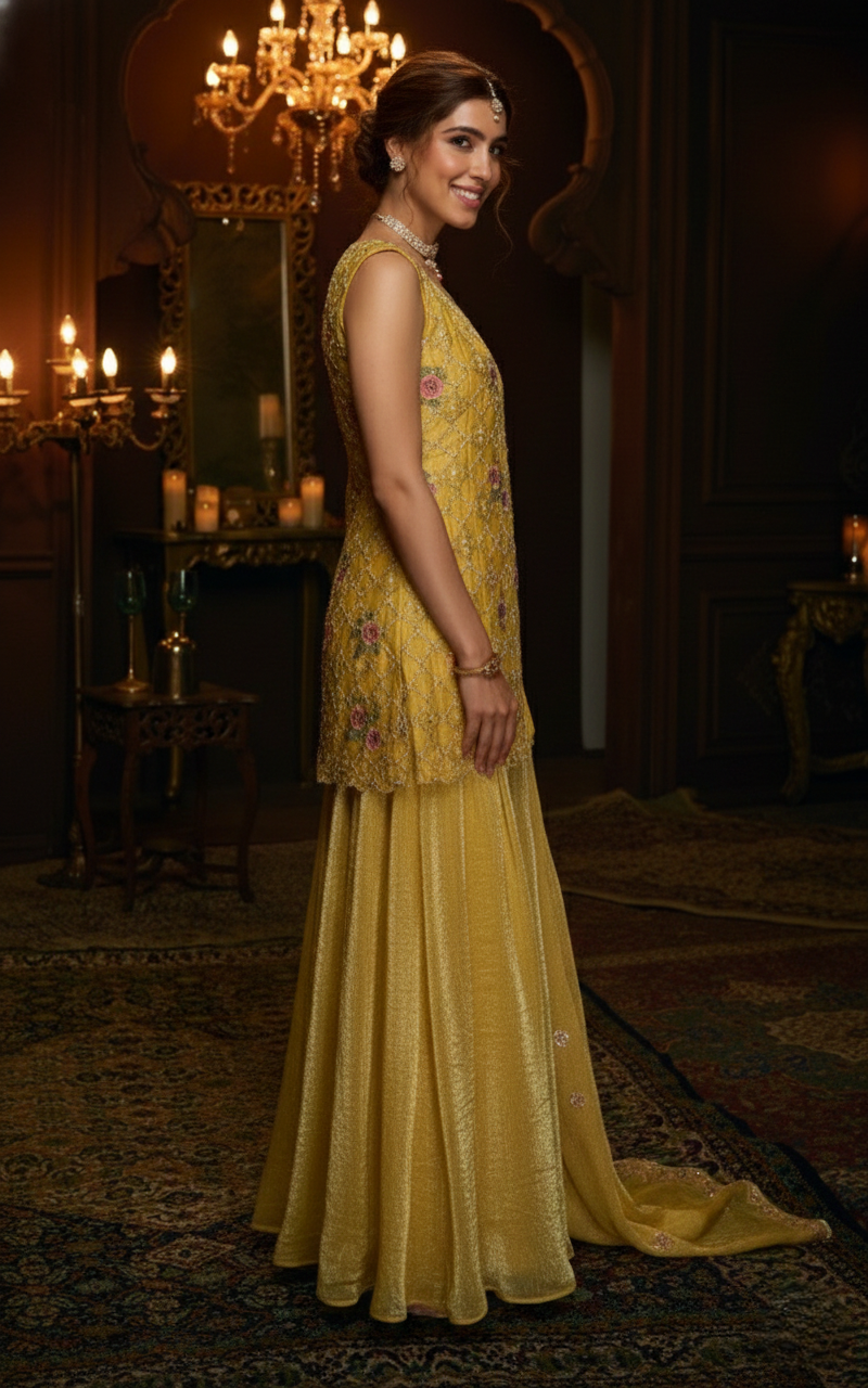 Haniya canary full work suit set