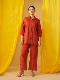 Tisca apricot embroidery co-ord set
