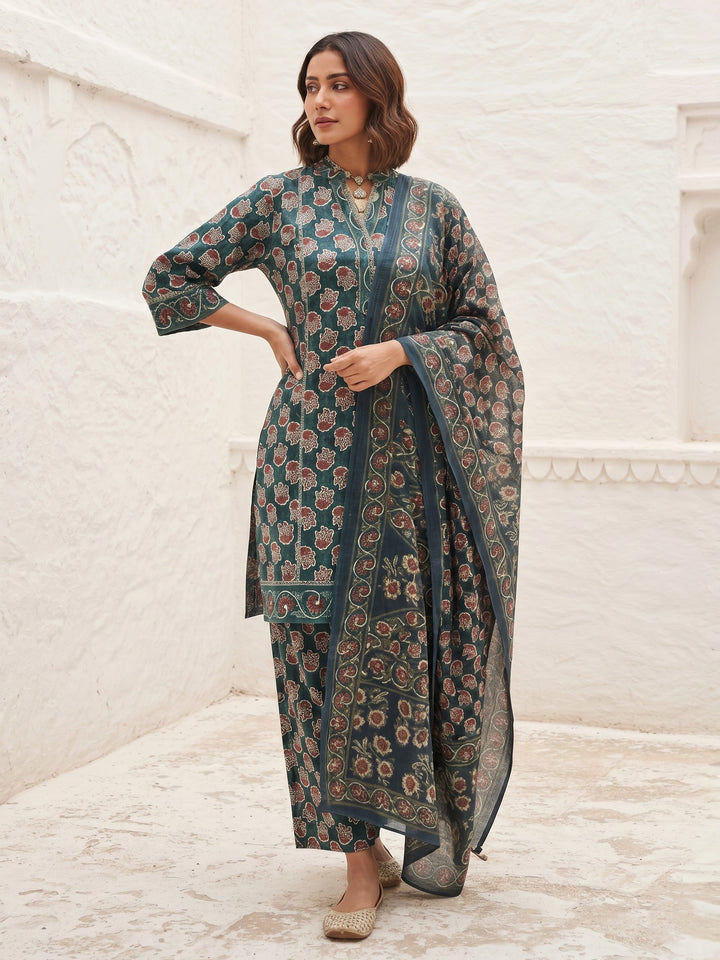 Swades peacock cotton suit set