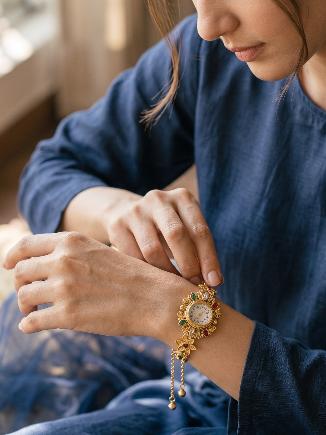 Kashmiri Golden Maharani Watch Bracelet