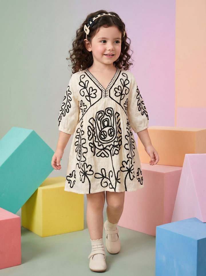 Joy Mono Embroidery Cotton Dress