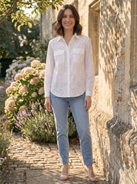 Perka merino schiffli cotton shirt