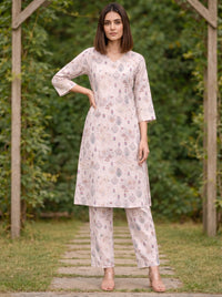 Bindiya Pearl Linen Printed Kurta Pant Set