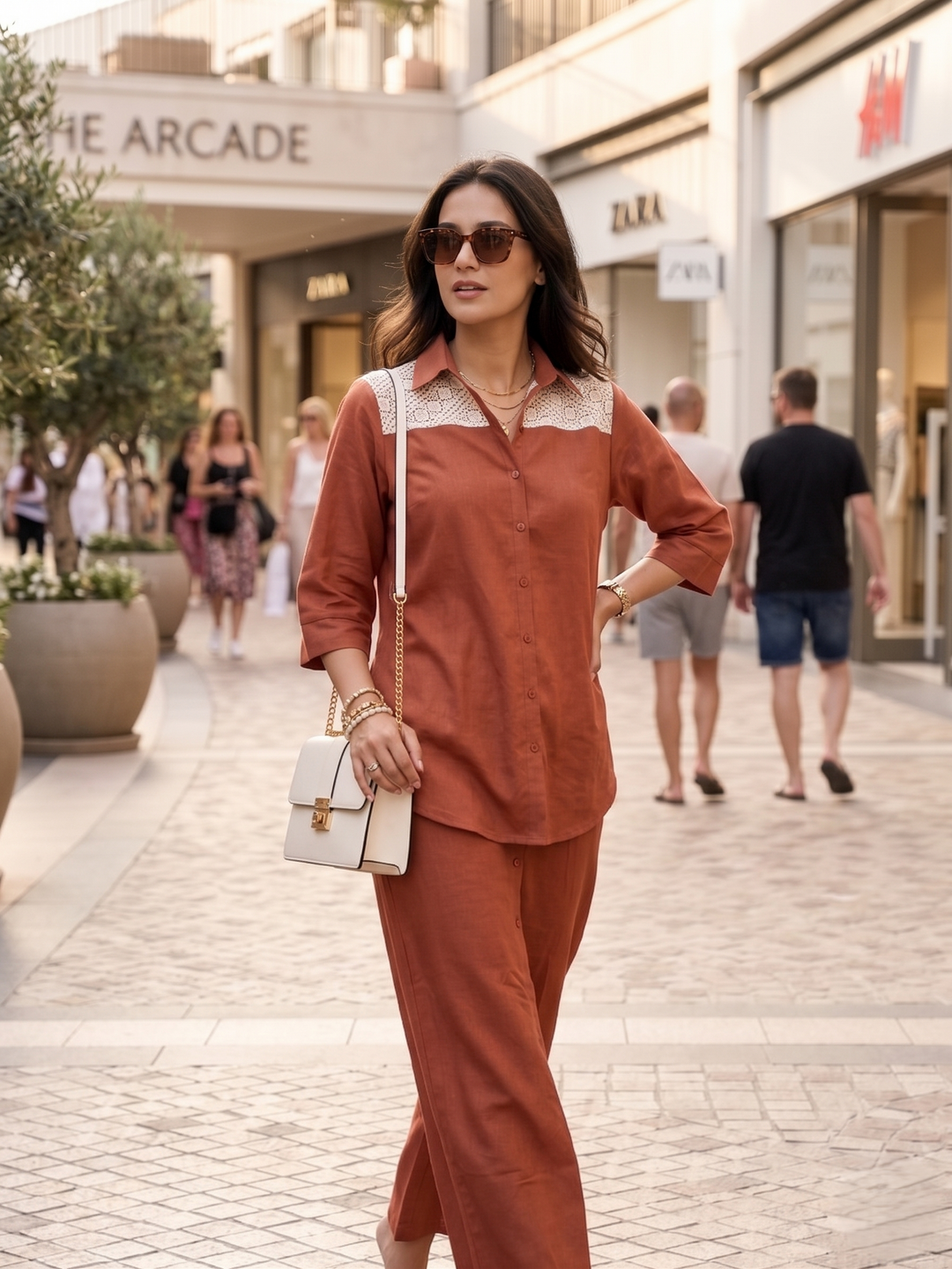 Prisha apricot cotton co-ord set