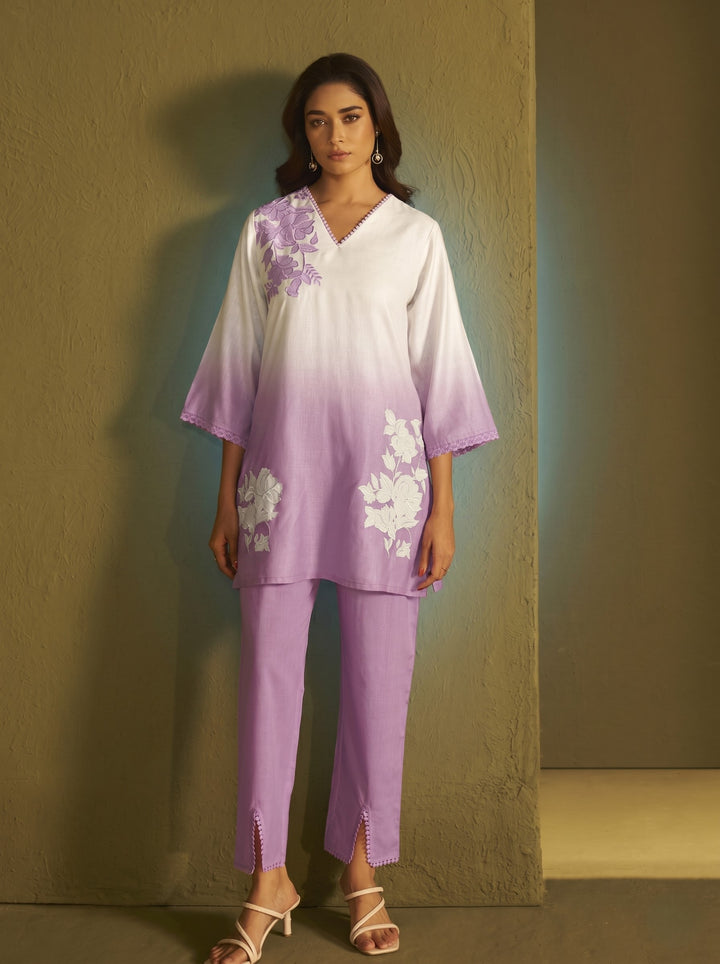Itrh periwinkle applique co-ord set