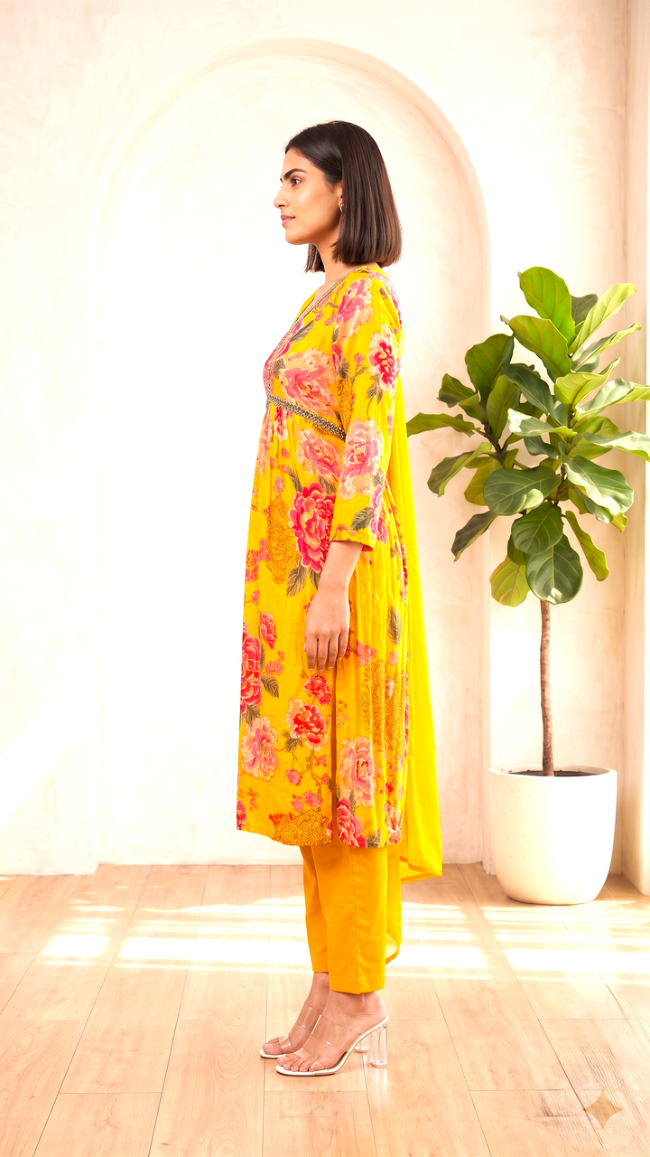 SHILPI GOLD DIGITAL PRINT ANARKALI SUIT SET