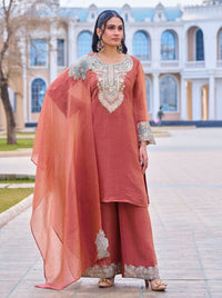Mihika apricot full work suit set