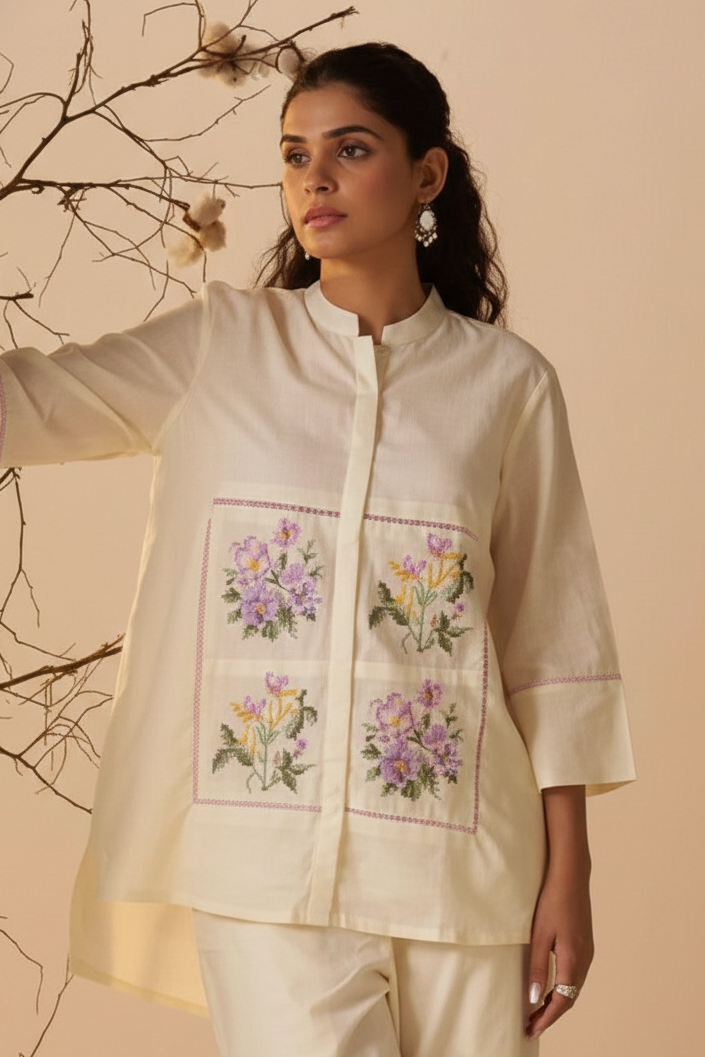 Tisca Harp embroidery Co-ord Set