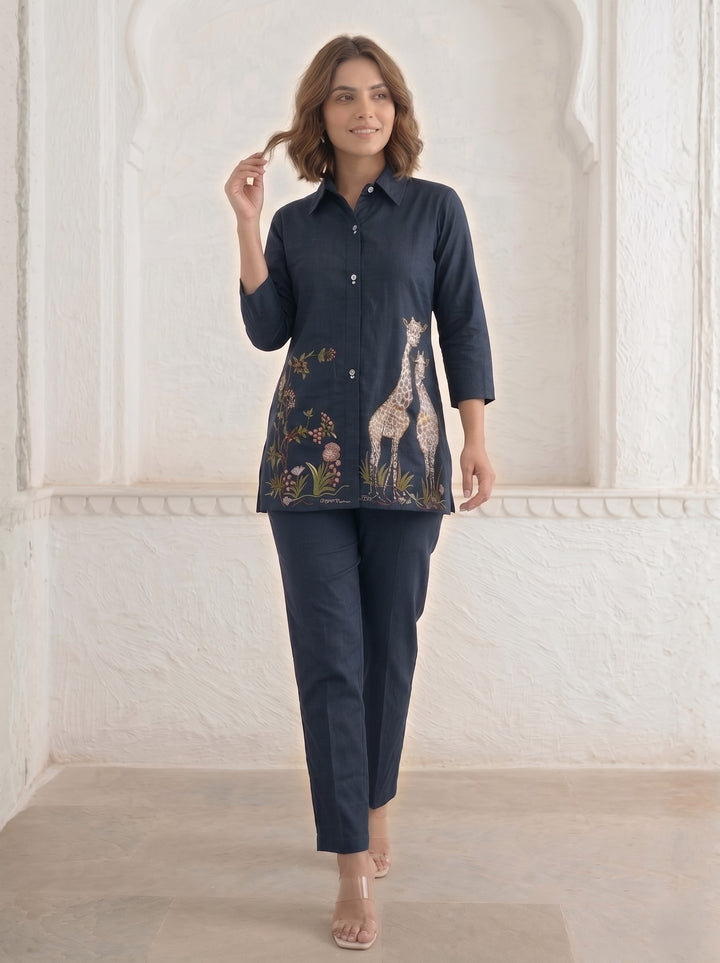 Gaur azure embroidery cotton co-ord set