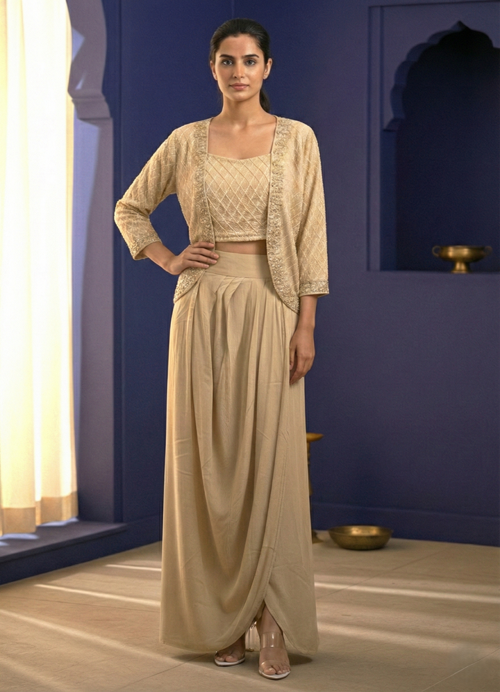 Rasā Pearl Handwork Luxury Fusion Wear Set