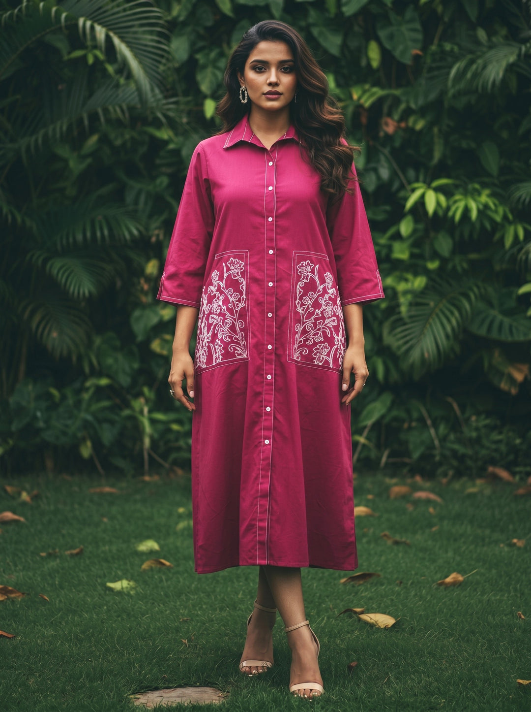 Ivanka brink cotton embroidery midi dress