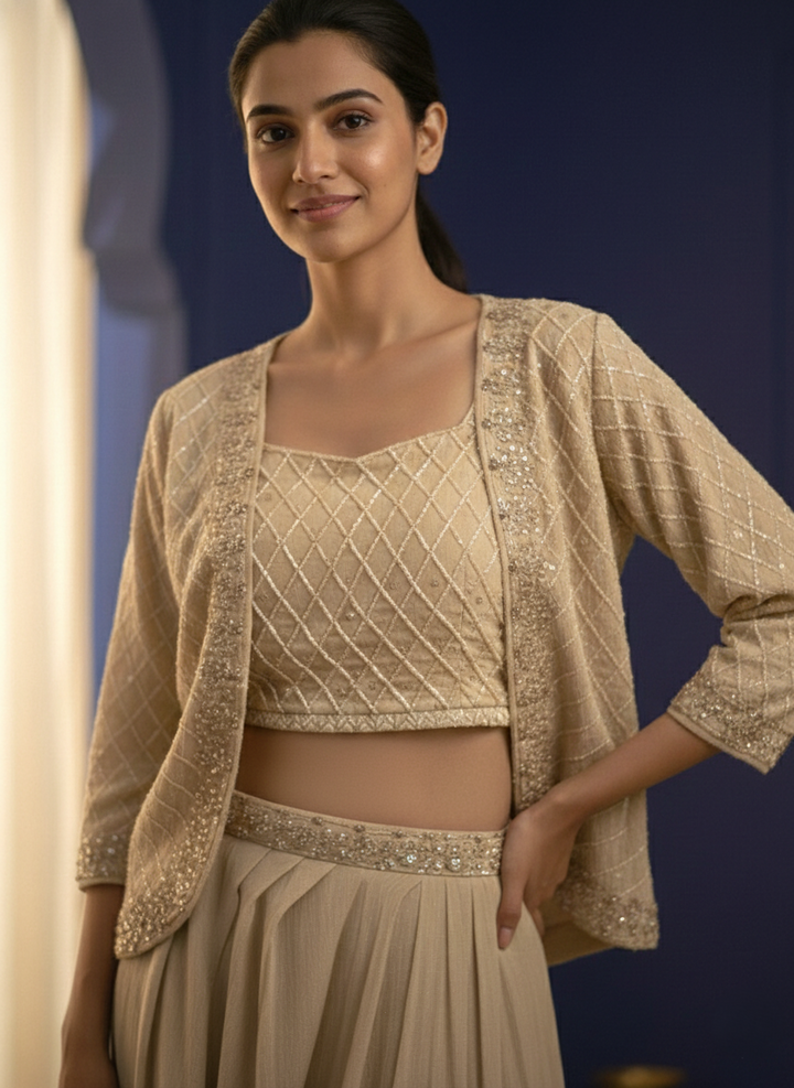 Rasā Pearl Handwork Luxury Fusion Wear Set