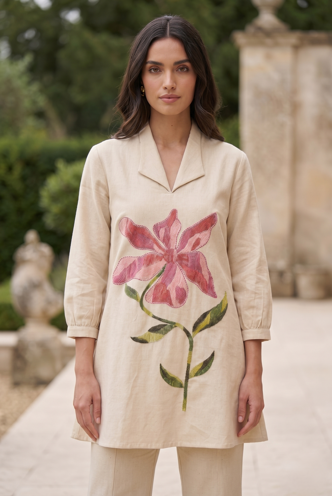 Sargi peony embroidery cotton co-ord set