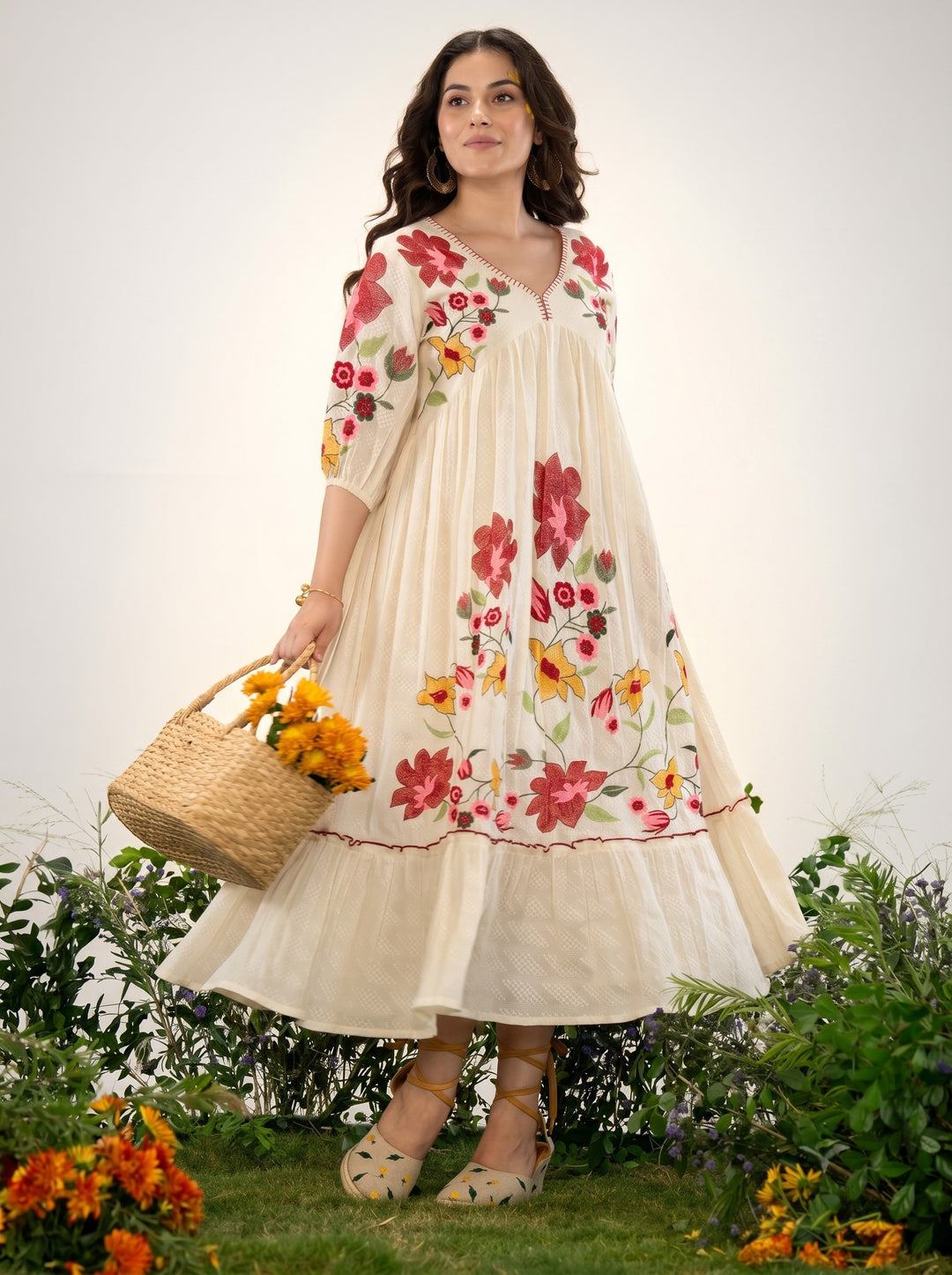 Hemal PearL Full Embroidery Dress ( with lining )