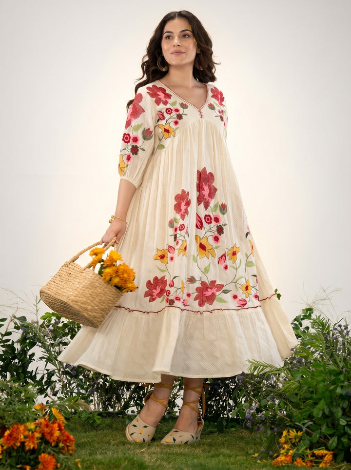 Hemal PearL Full Embroidery Dress ( with lining )