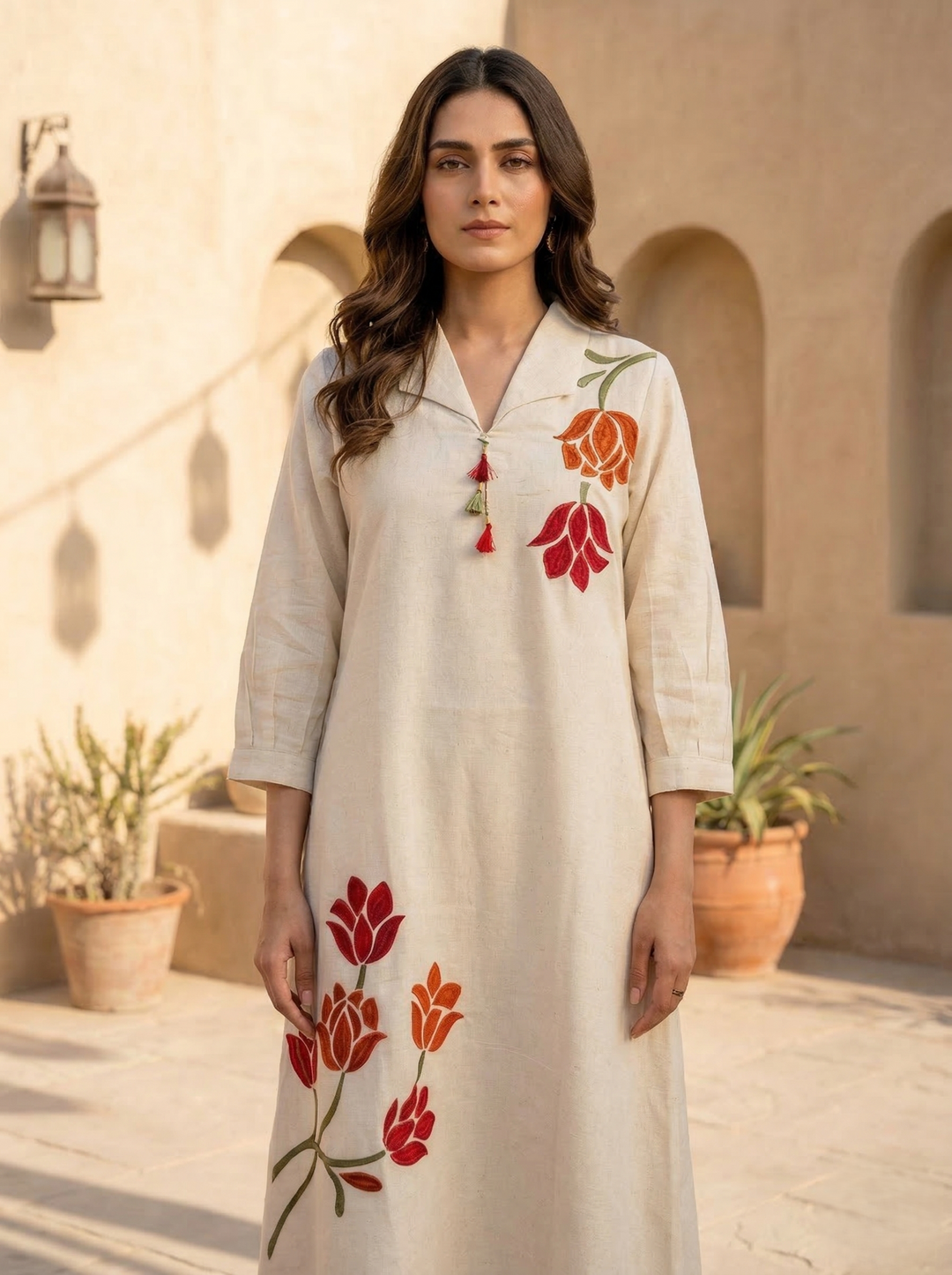 Sargi Harp embroidery Cotton kurta pant set