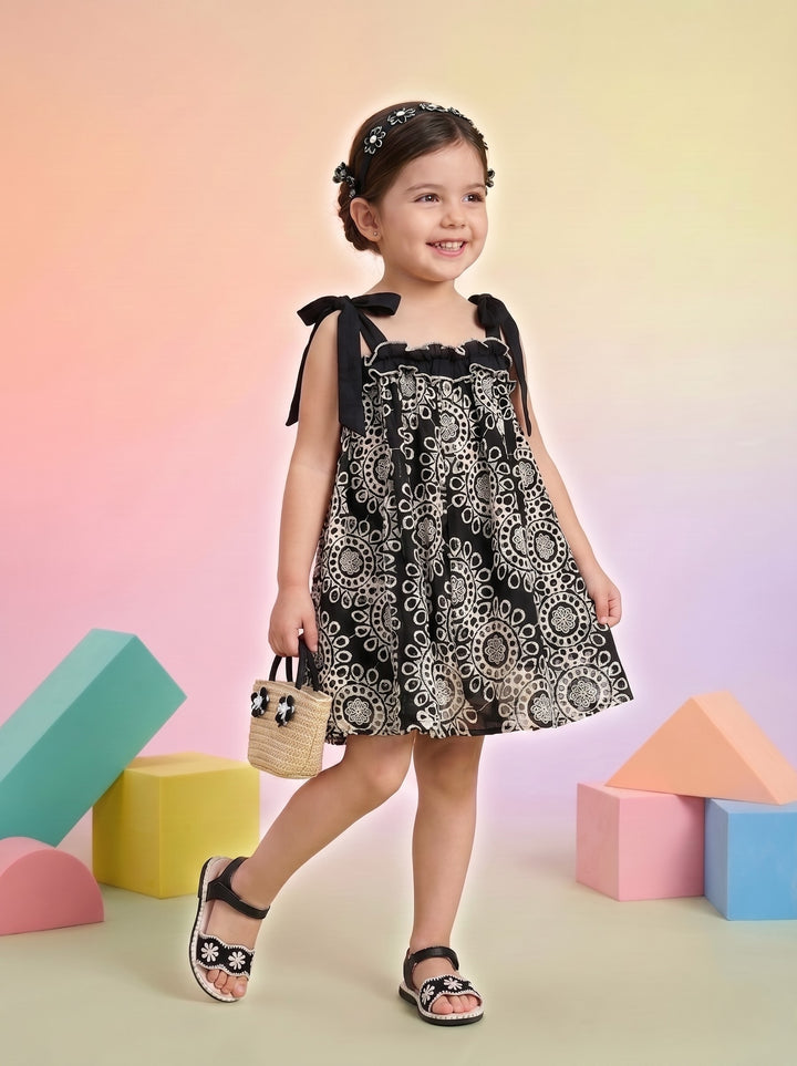 Joy Onyx schiffli cotton kids dress