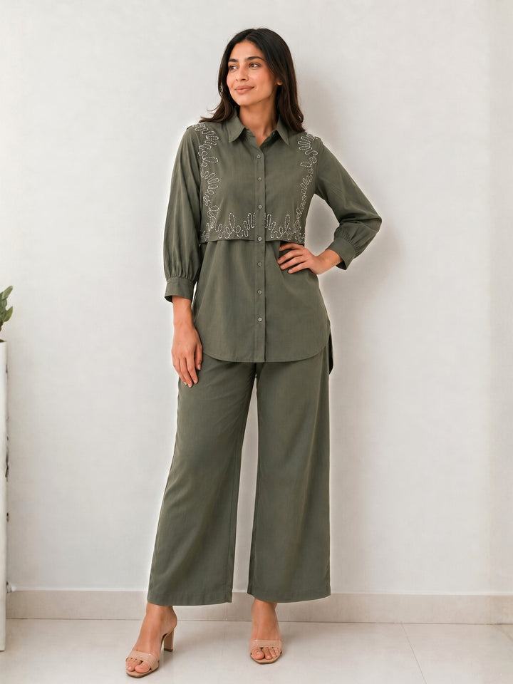 Drona Herb Embroidery Co-ord Set