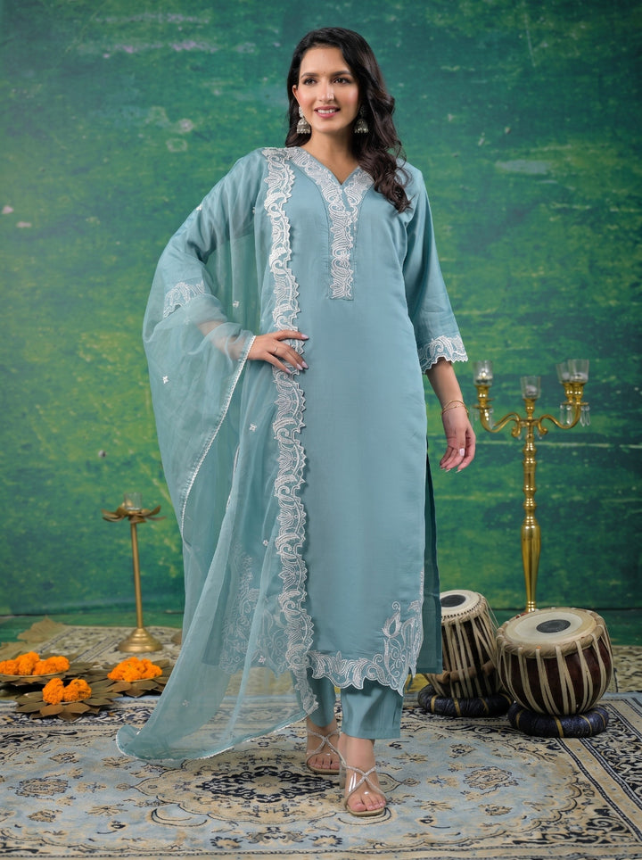 Morni Glacier Embroidered Suit Set
