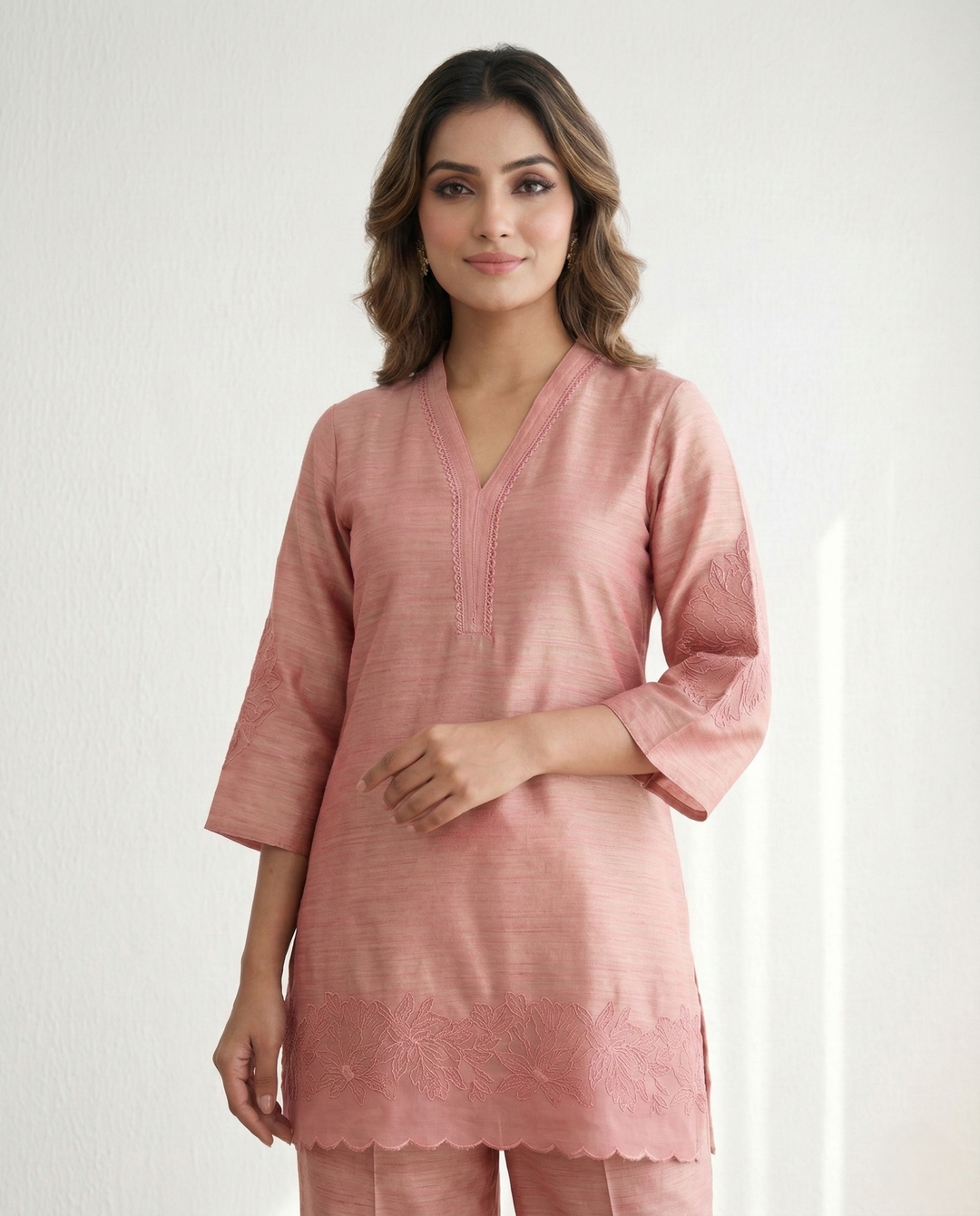 Prisha blossom embroidery cotton Co-ord Set