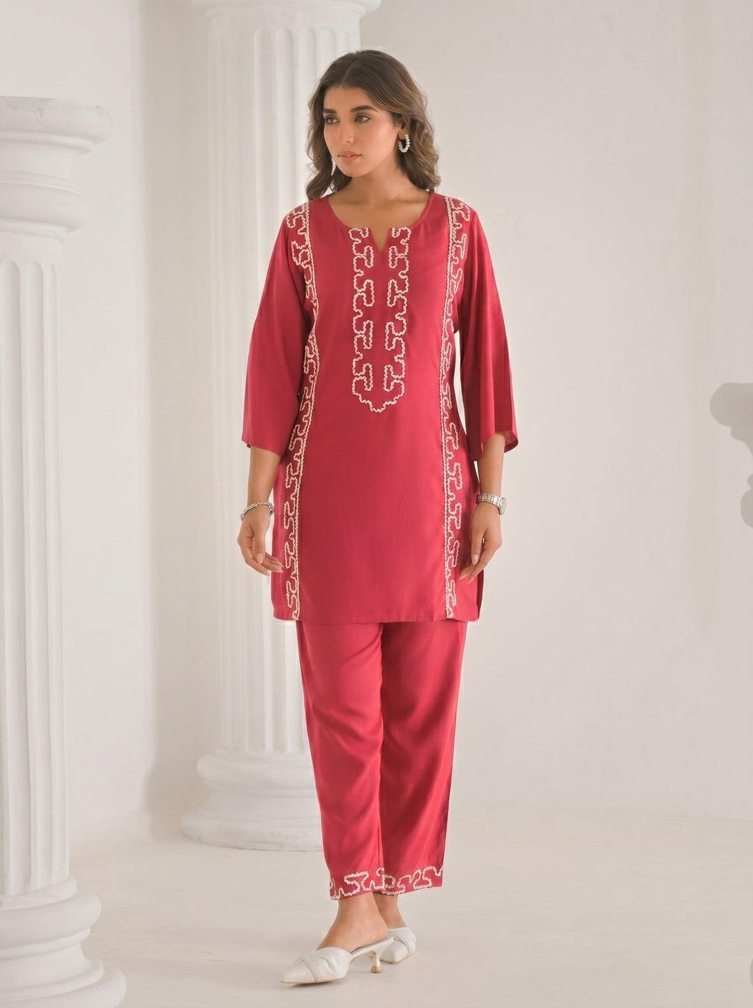 Kara Rosy Embrodiered Co-ord Set
