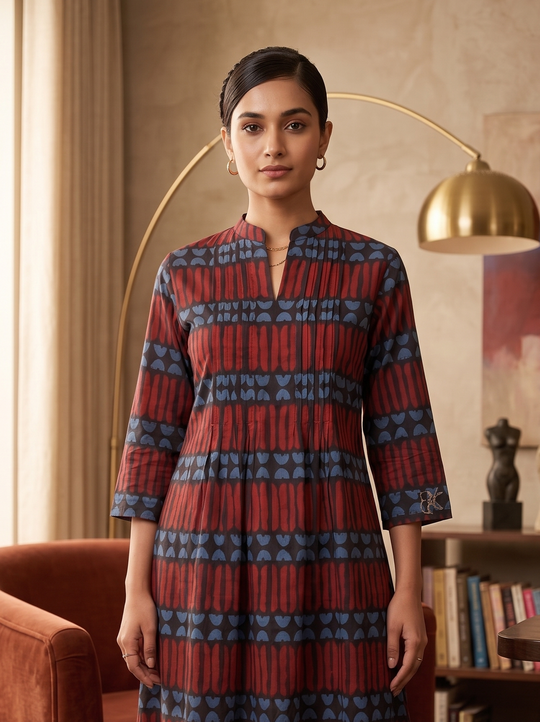 Akshara brick cotton kurta pant set