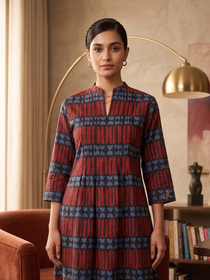 Akshara brick cotton kurta pant set