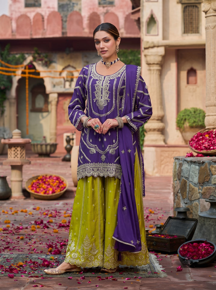 Kanupriya Orchid Fern Full work Suit Set