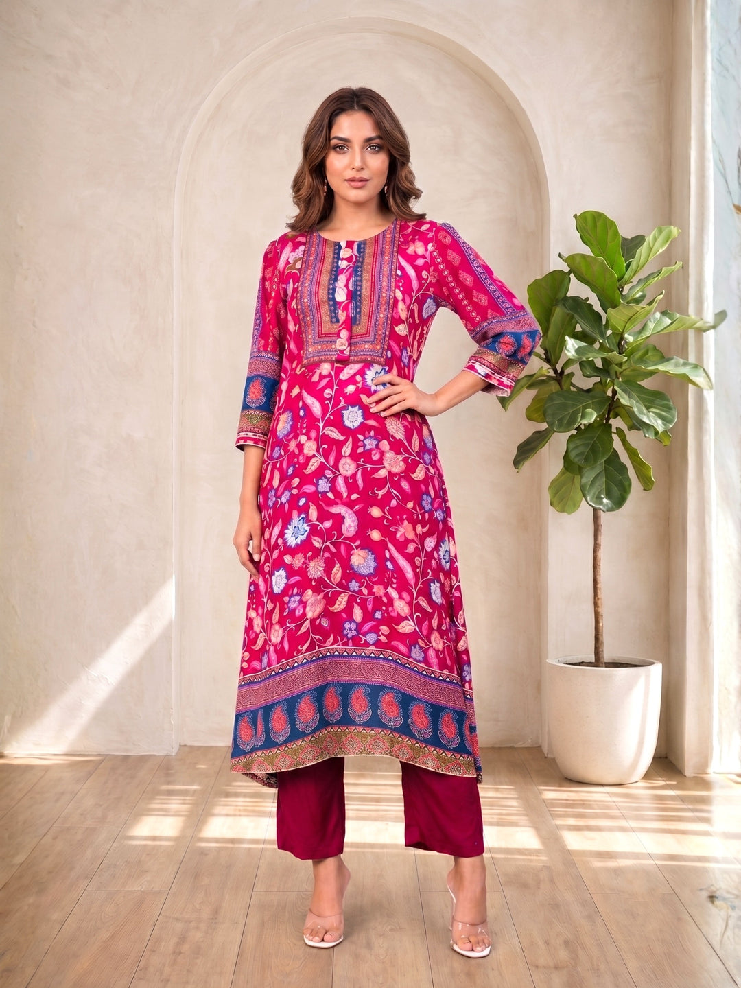 Maurya Rose Premium Muslin Kurta Set