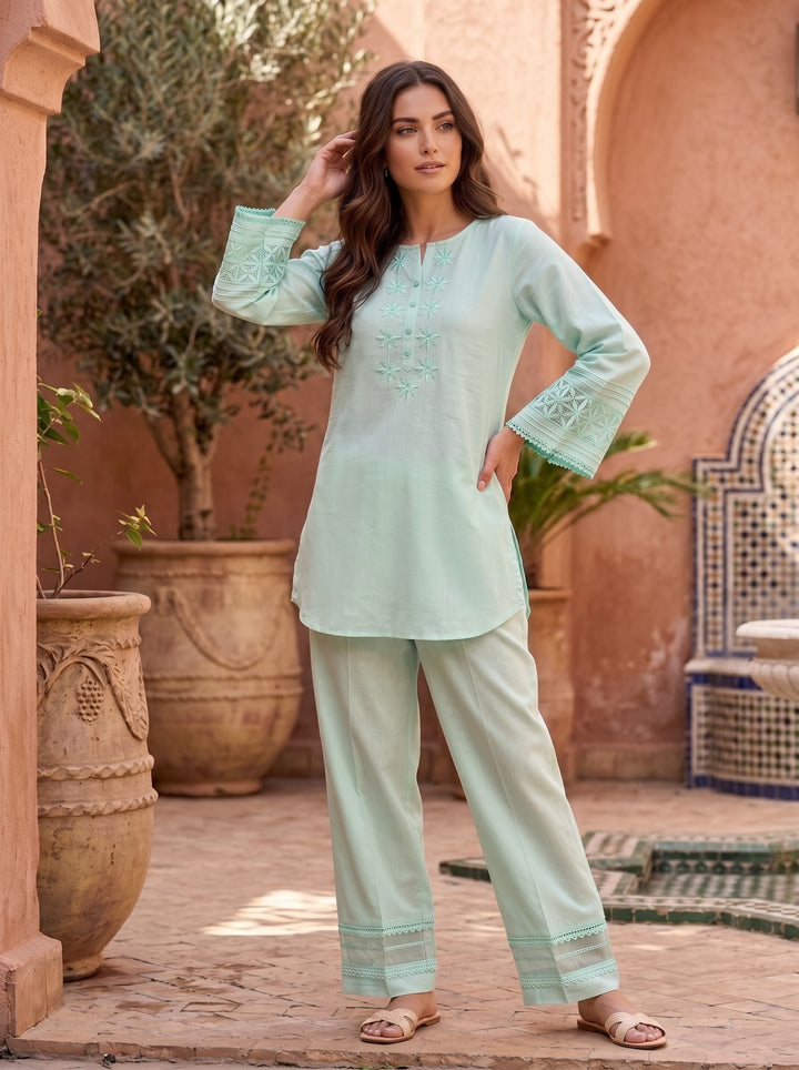 Prisha mantis embroidery cotton co-ord set