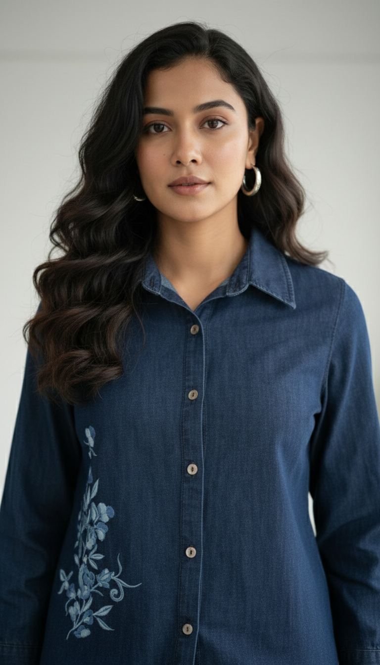 Prisha tiffany embroidery denim co-ord set