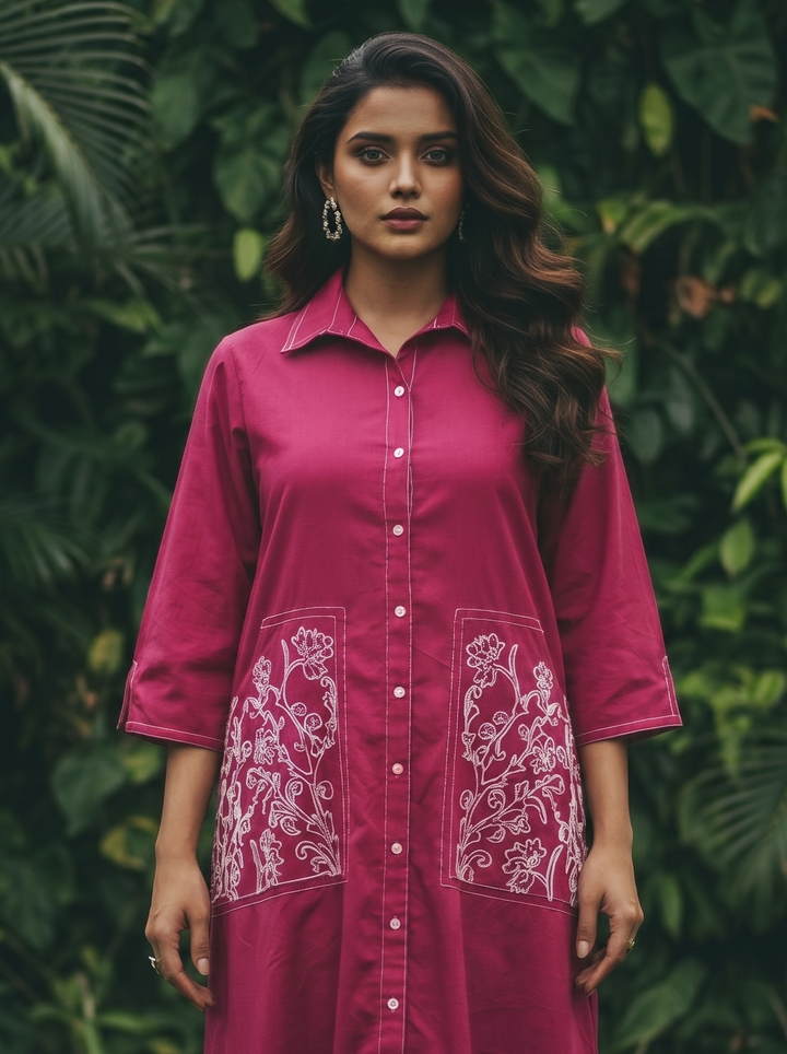 Ivanka brink cotton embroidery midi dress