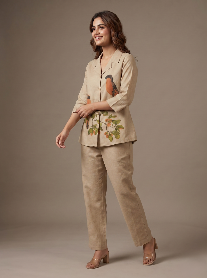 Prisha greige cotton co-ord set