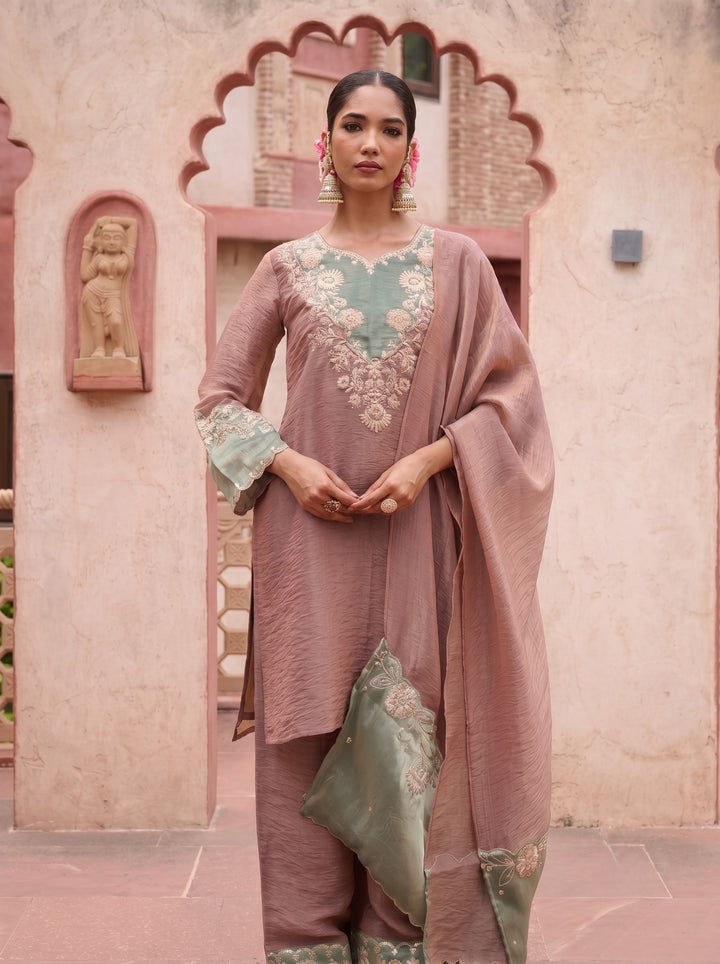 Gaurisha Tan Full Work Premium Suit set