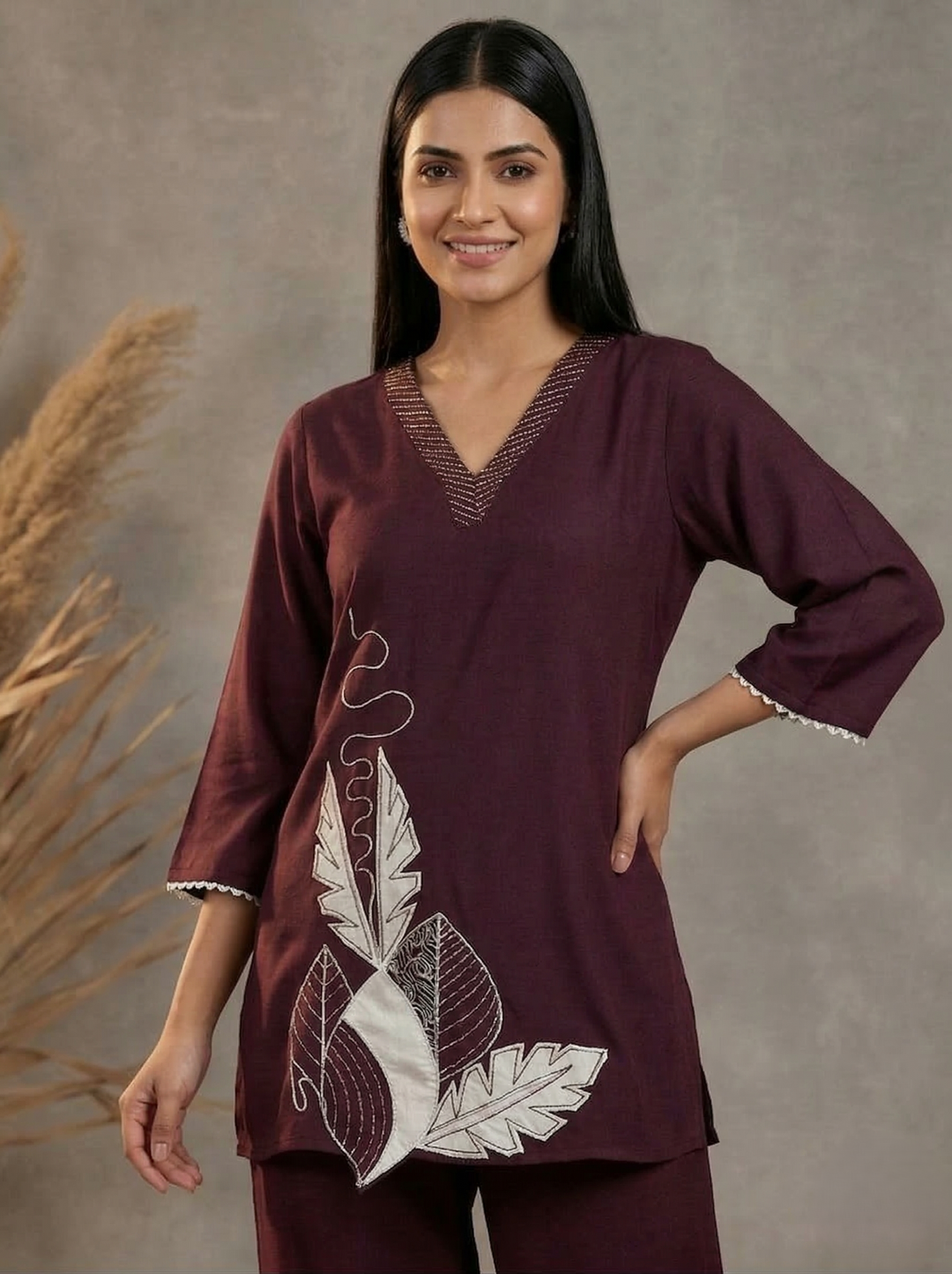 Prisha mulberry embroidery co-ord set