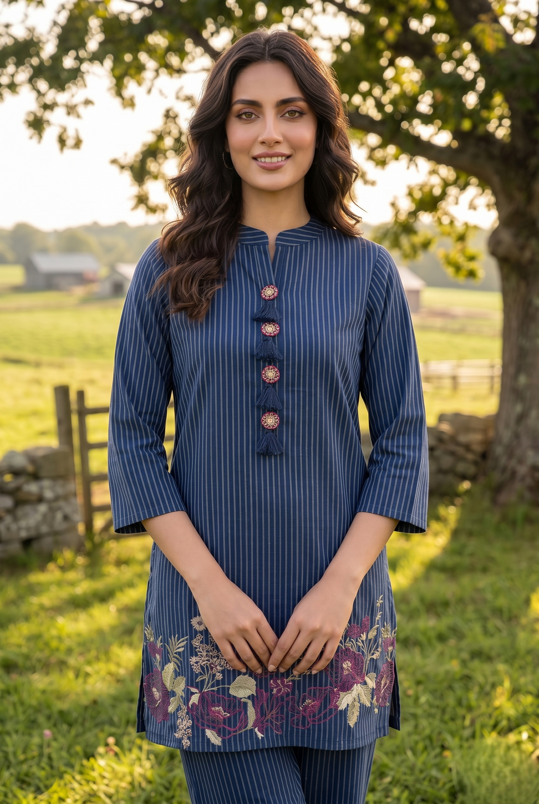 Prisha space cotton embroidery co-ord set