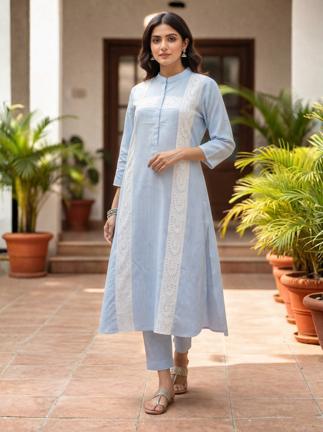 Perka softblue cotton kurta