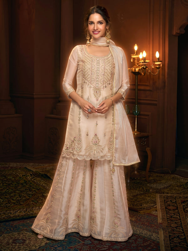 Haniya Pearl Full Work Premium Gharara Set