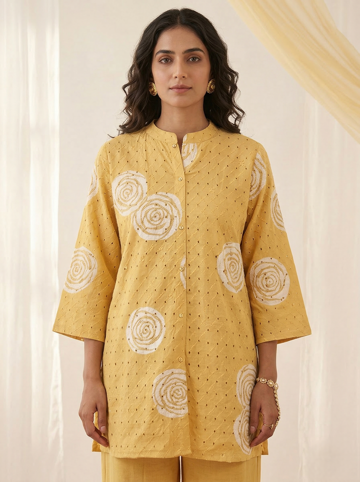 Swades canary schiffli Cotton co-ord set