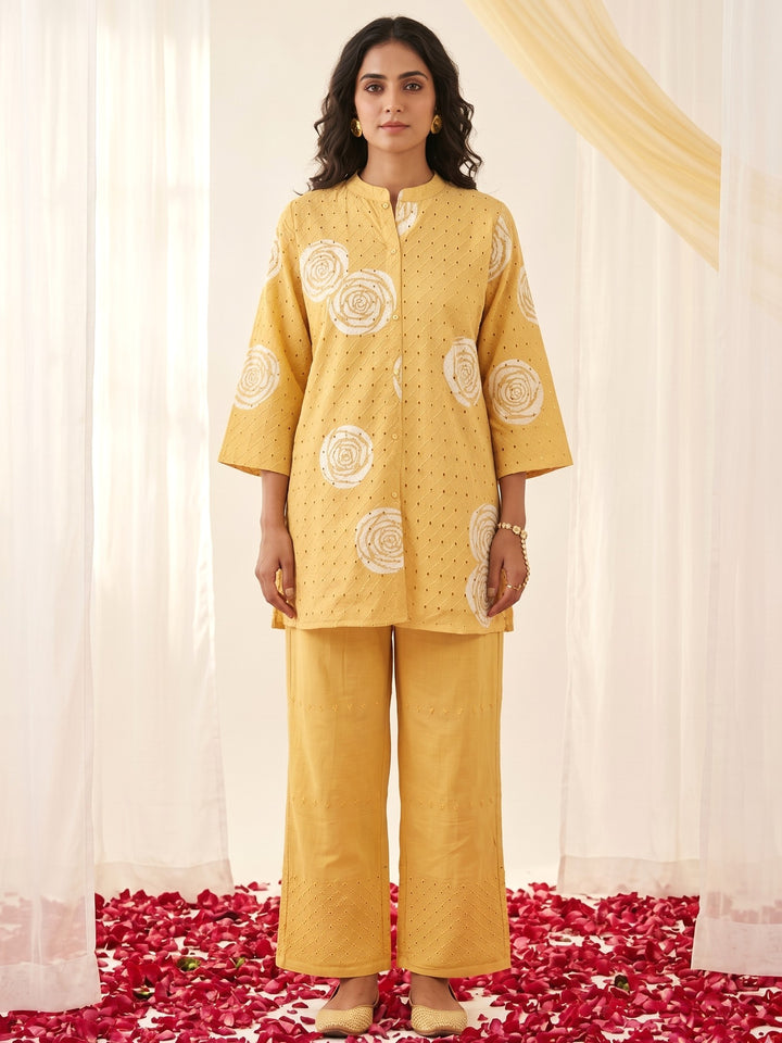 Swades canary schiffli Cotton co-ord set