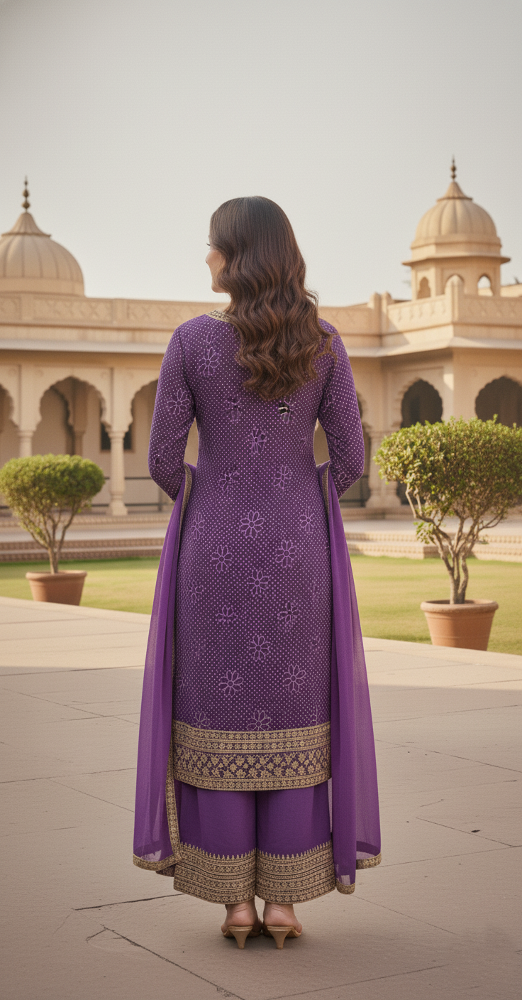 Zarkash Orchid Full Work Suit Set