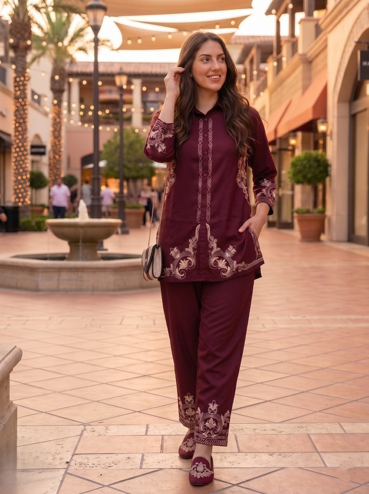 Prisha jam embroidery cotton co-ord set